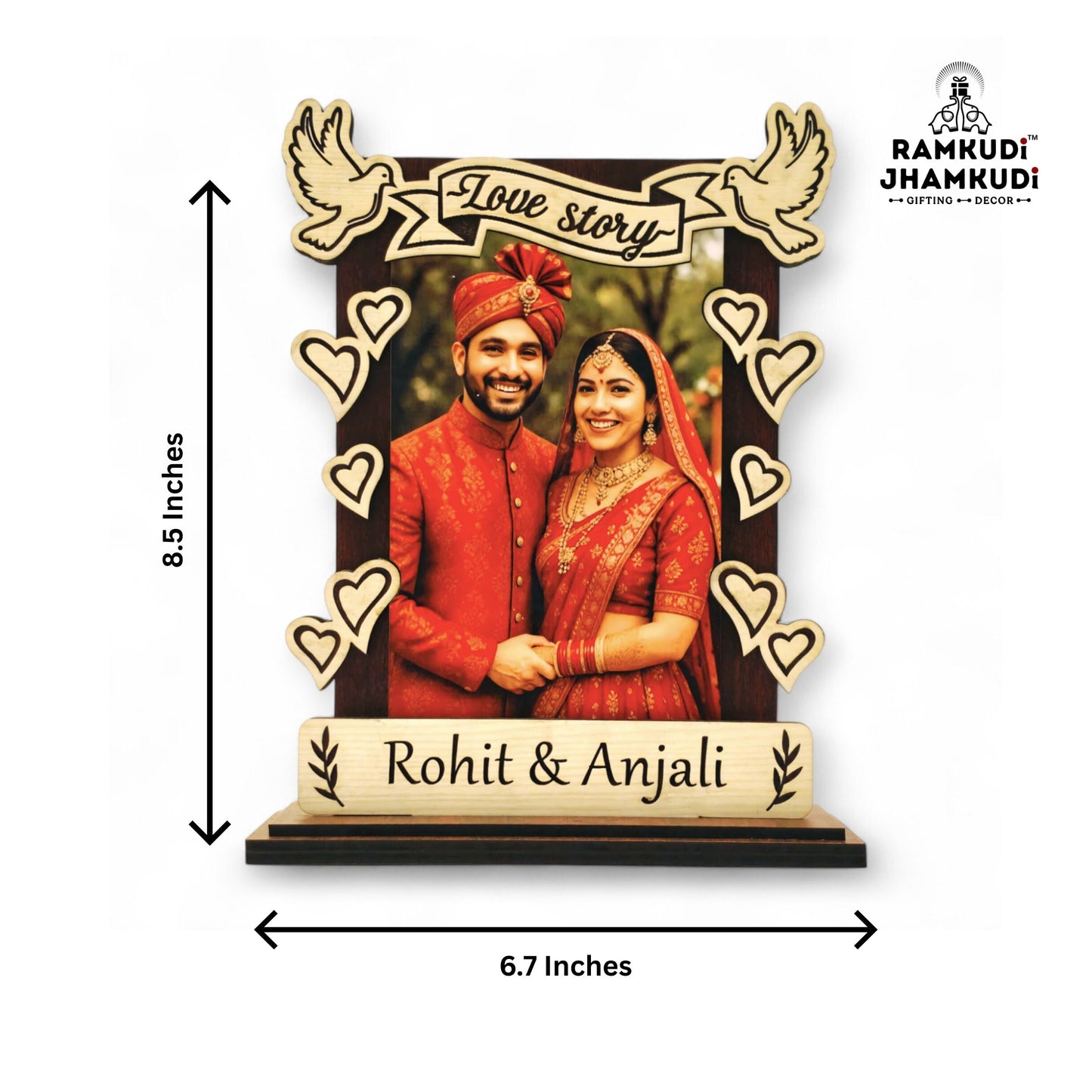 Custom Photo Frame for Couples by Ramkudi Jhamkudi – Personalized Wedding & Anniversary Gift for Him, Her, Husband, Wife, or Partner