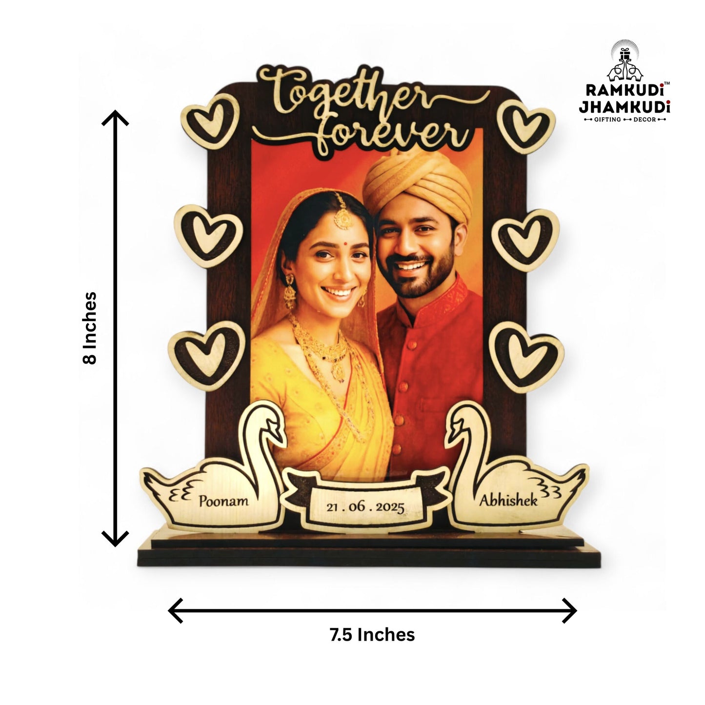 Personalized Wooden Photo Frame | Custom Gift for Anniversary, Wedding, Husband, Wife, Couple