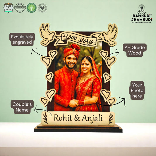 Custom Photo Frame for Couples by Ramkudi Jhamkudi – Personalized Wedding & Anniversary Gift for Him, Her, Husband, Wife, or Partner