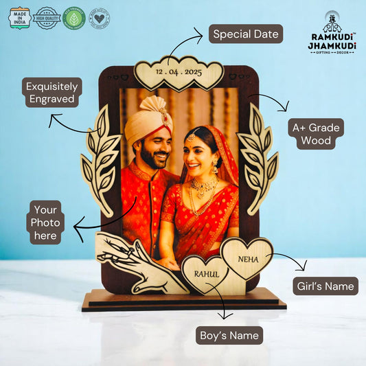 Custom Name, Date & Photo Frame – Romantic Gift for Anniversary, Wedding, Couples, Husband & Wife, Him or Her