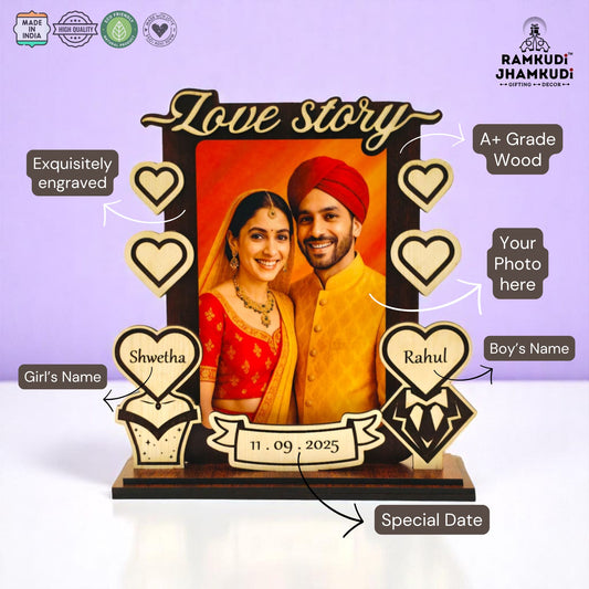 Personalised Photo Frame with Name, Date & Picture – Custom Anniversary & Wedding Gift for Couples, Husband, Wife, Him or Her