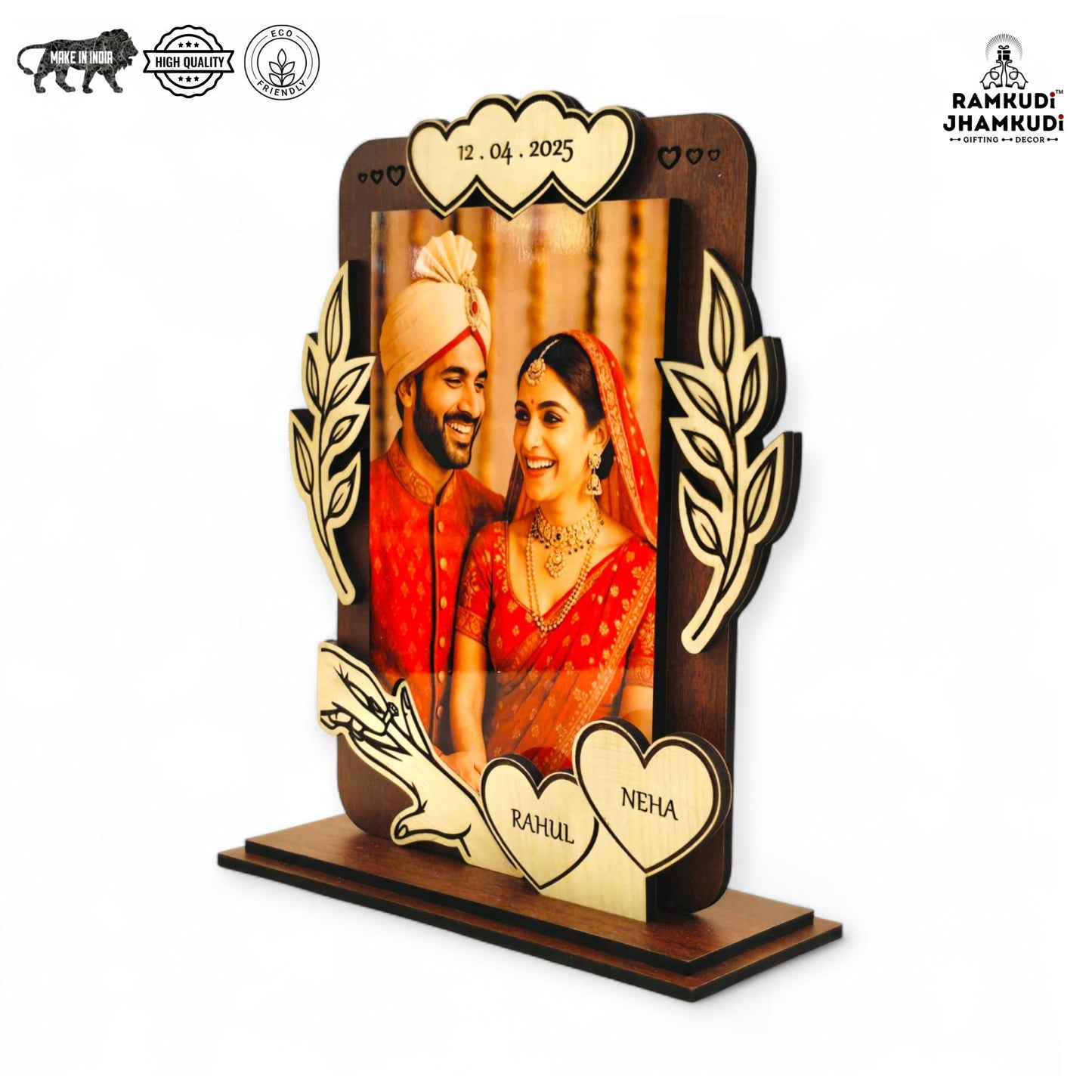 Custom Name, Date & Photo Frame – Romantic Gift for Anniversary, Wedding, Couples, Husband & Wife, Him or Her
