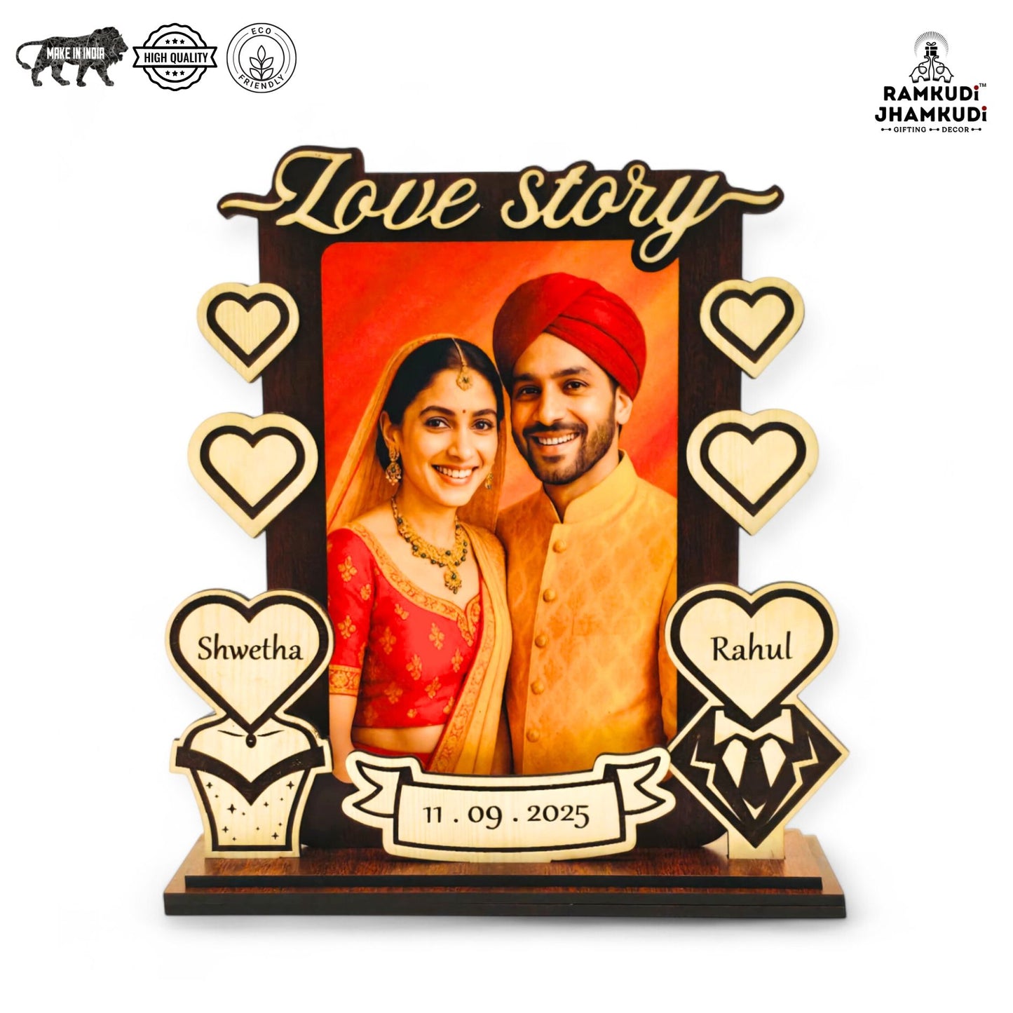 Personalised Photo Frame with Name, Date & Picture – Custom Anniversary & Wedding Gift for Couples, Husband, Wife, Him or Her