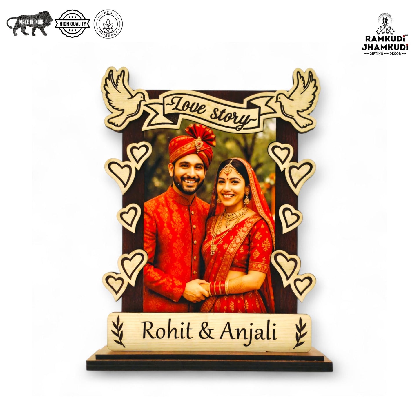 Custom Photo Frame for Couples by Ramkudi Jhamkudi – Personalized Wedding & Anniversary Gift for Him, Her, Husband, Wife, or Partner