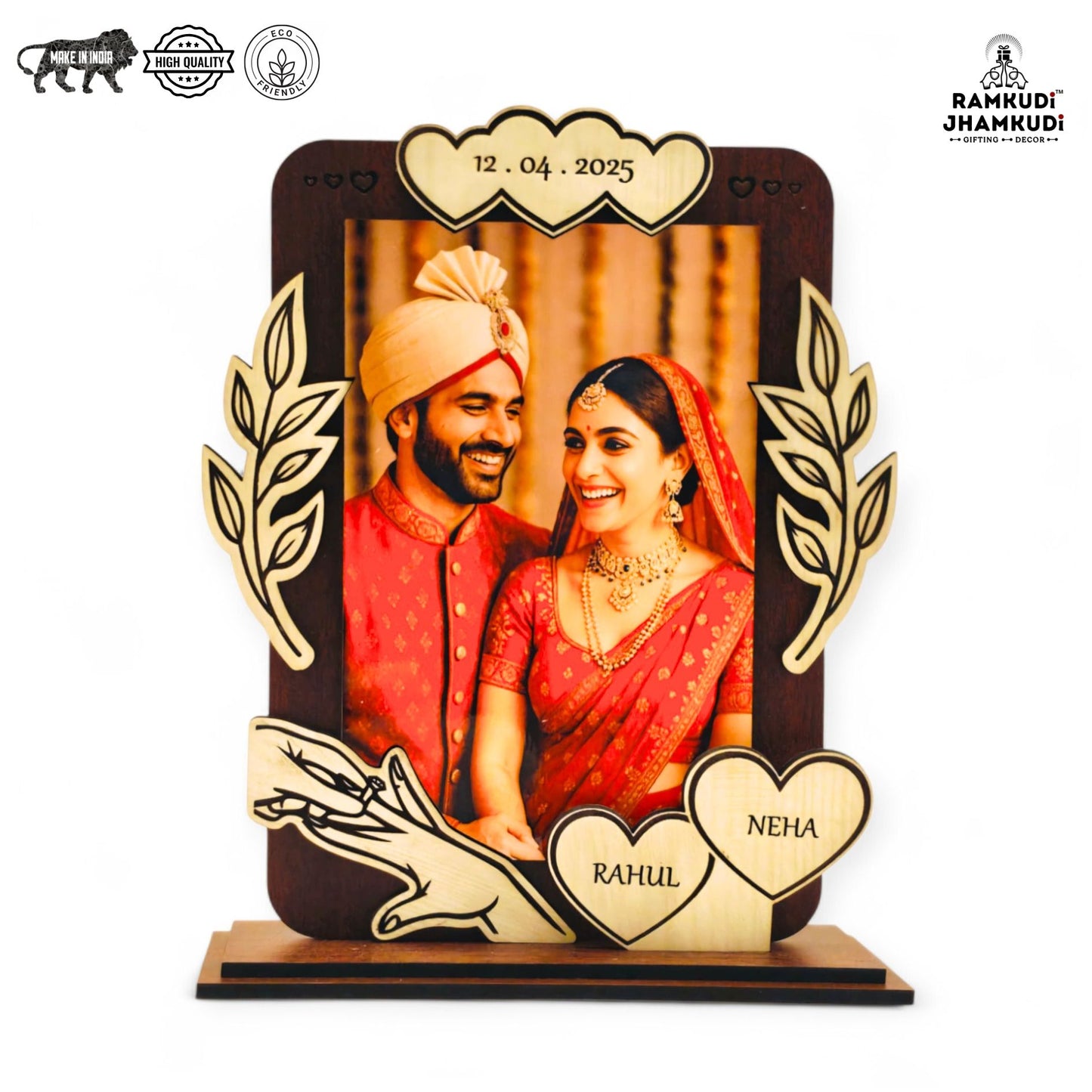 Custom Name, Date & Photo Frame – Romantic Gift for Anniversary, Wedding, Couples, Husband & Wife, Him or Her