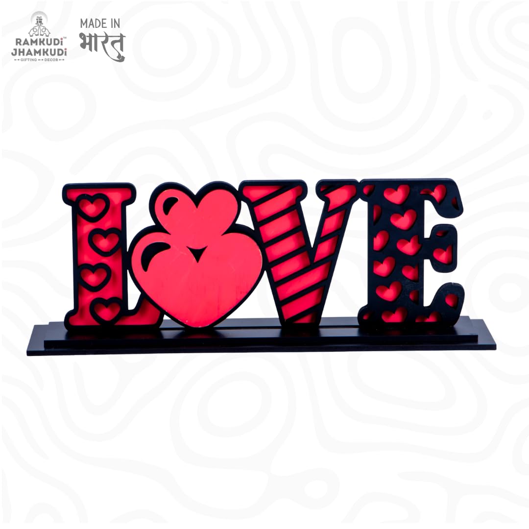 Love Tabletop Decor Showpiece | Romantic Heart Design Desk & Shelf Accent | Cute Home Decor Gift for Valentine, Anniversary, Birthday & Couples