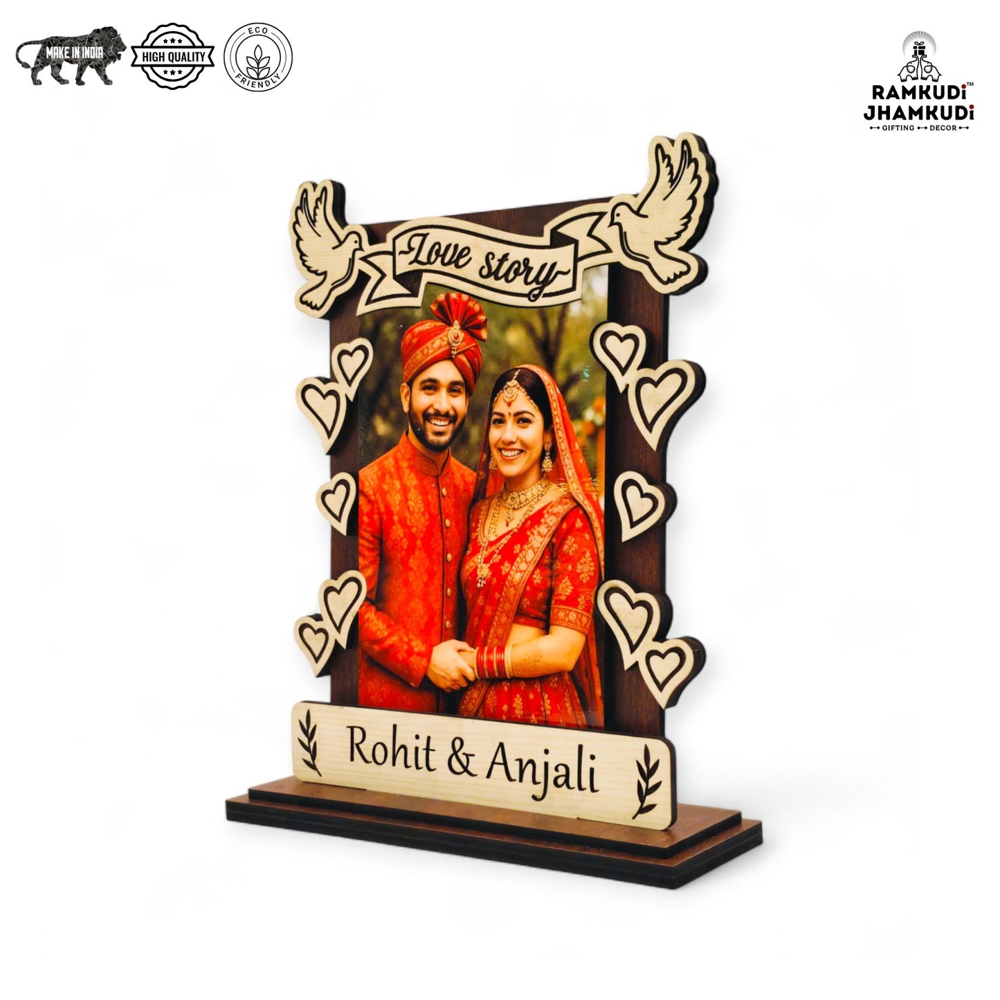 Custom Photo Frame for Couples by Ramkudi Jhamkudi – Personalized Wedding & Anniversary Gift for Him, Her, Husband, Wife, or Partner