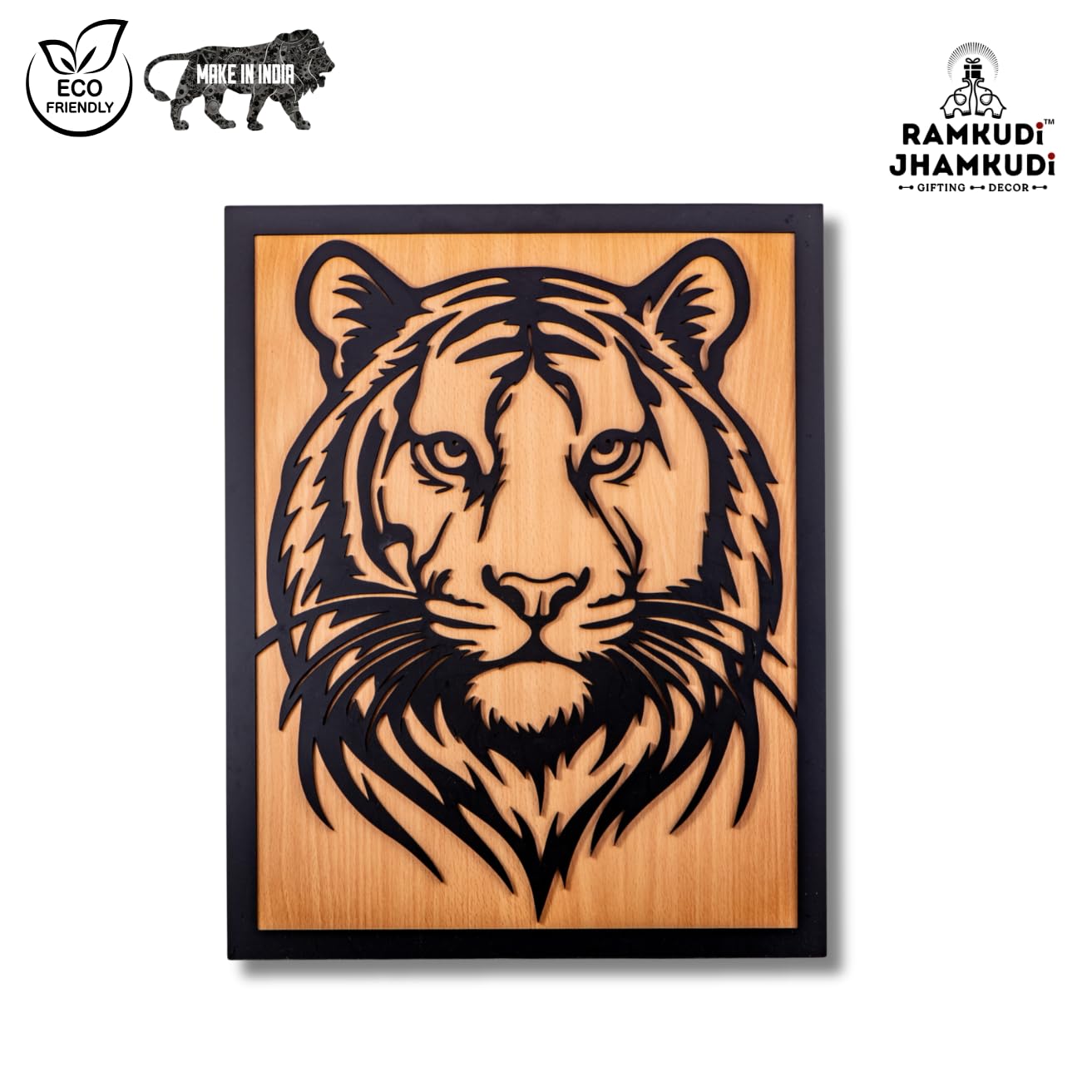 Ramkudi Jhamkudi™ 2 Layer Tiger Wall Art | Bold Wildlife Design | Premium MDF Wood | Artistic Jungle Decor for Home, Office & Studios | Made in India | Unique Gift for Nature Lovers