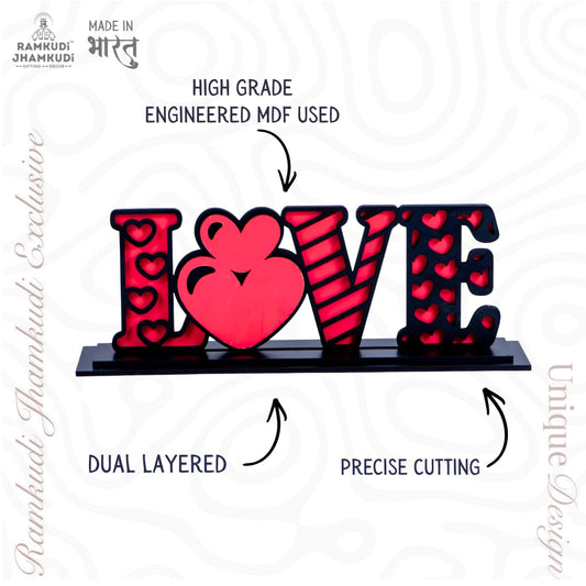 Love Tabletop Decor Showpiece | Romantic Heart Design Desk & Shelf Accent | Cute Home Decor Gift for Valentine, Anniversary, Birthday & Couples