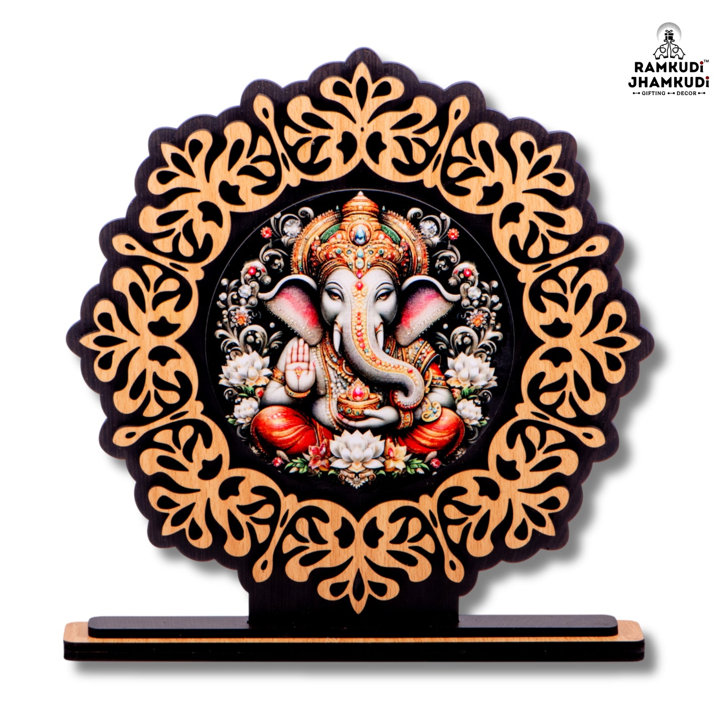 Ganesha Dual-Layer MDF Wooden Standy Art Piece