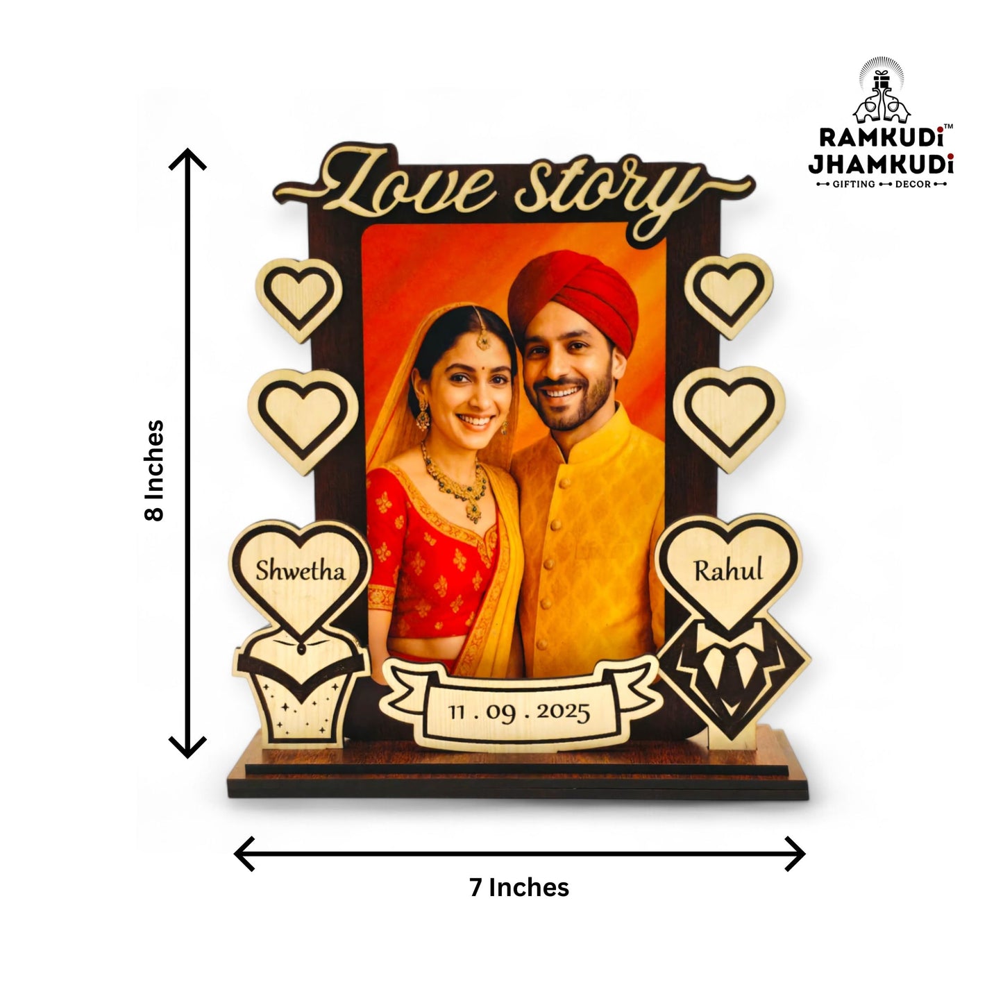 Personalised Photo Frame with Name, Date & Picture – Custom Anniversary & Wedding Gift for Couples, Husband, Wife, Him or Her