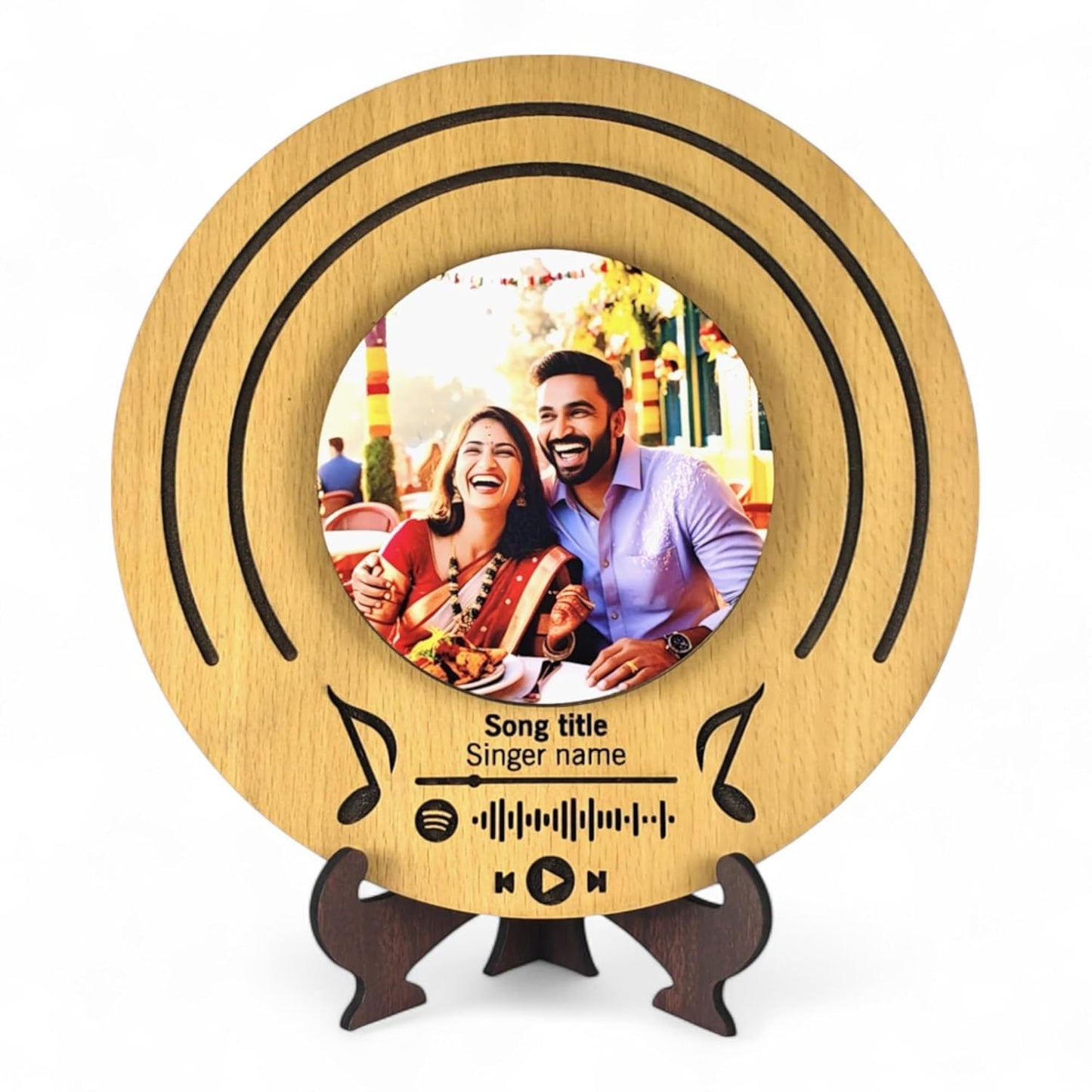 Ramkudi Jhamkudi Personalized Spotify Music Frame – Custom Wooden Plaque with Photo, Song Title & Scannable Spotify Code – Unique Gift for Couples, Birthday, Anniversary, or Home Decor
