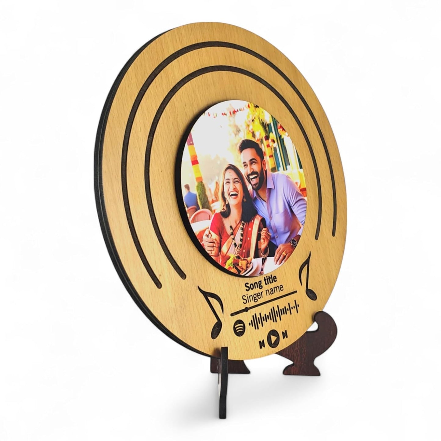 Ramkudi Jhamkudi Personalized Spotify Music Frame – Custom Wooden Plaque with Photo, Song Title & Scannable Spotify Code – Unique Gift for Couples, Birthday, Anniversary, or Home Decor