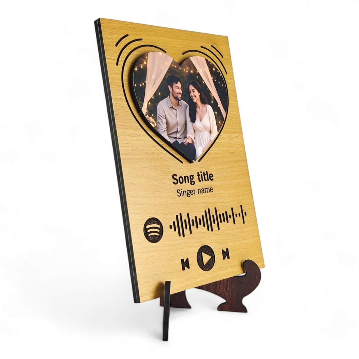 Ramkudi Jhamkudi Personalized Wooden Spotify Frame – Custom Photo Music Plaque with Song Title & Scannable Code – Thoughtful Gift for Couples, Friends, or Home Decoration