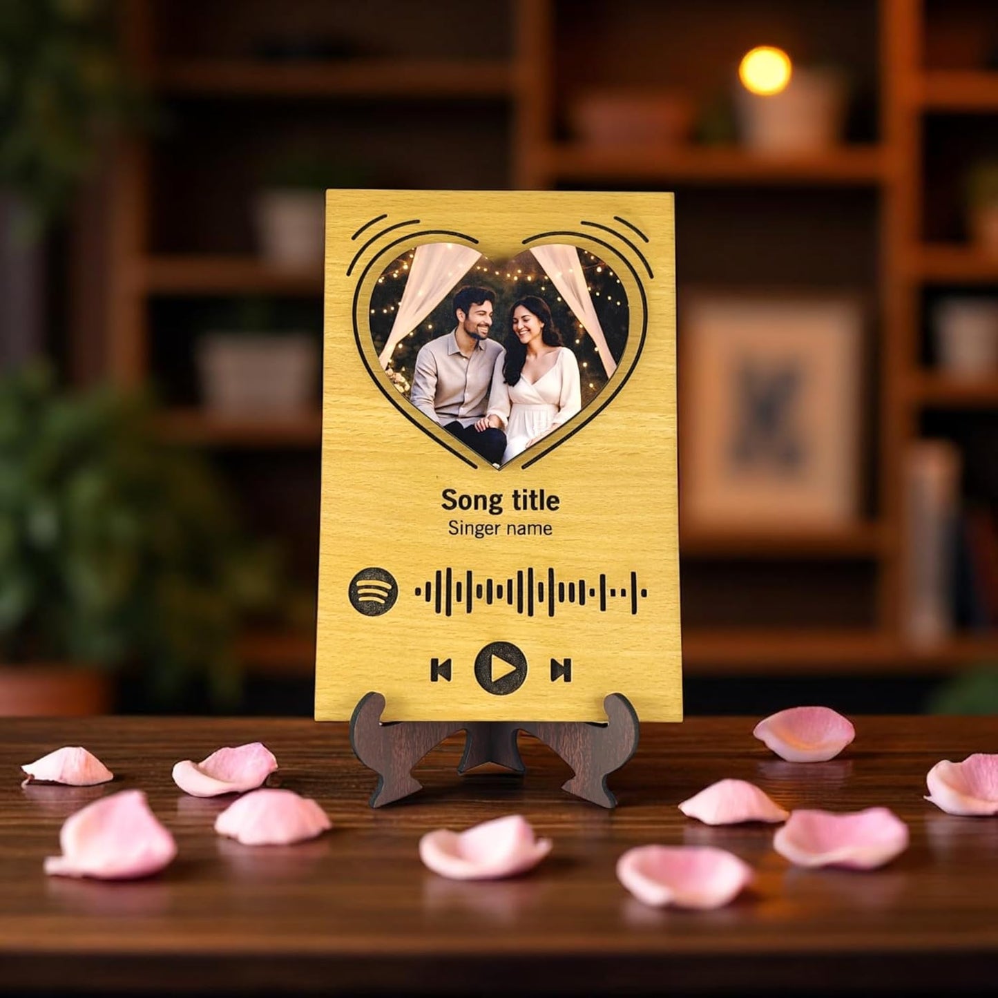 Ramkudi Jhamkudi Personalized Wooden Spotify Frame – Custom Photo Music Plaque with Song Title & Scannable Code – Thoughtful Gift for Couples, Friends, or Home Decoration