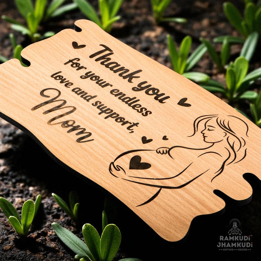 Ramkudi Jhamkudi™ Elegant Wooden Mom Plaque | Artistic Engraved Design with Stand | Unique Mother’s Day, Birthday & Occasion Gift