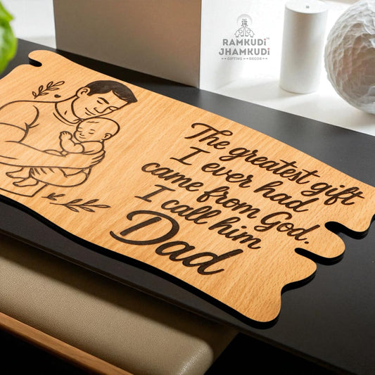 Ramkudi Jhamkudi™ Father’s Plaque | Fun & Stylish Engraved Wooden Desk Plaque with Stand | Trendy MDF Gift for Dad | Father’s Day, Birthday & Home Décor | Made in India