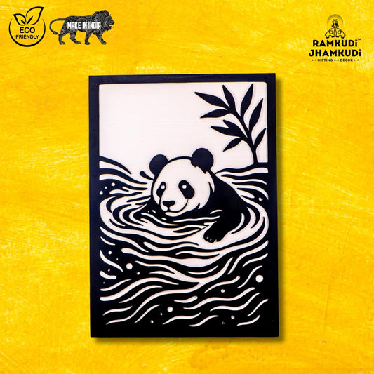 Ramkudi Jhamkudi™ Panda Wall Art – 2 Layer Wooden MDF Animal Wall Decor | Cute Modern Design for Kids Room, Nursery, Home, Office, Studio | Premium Finish | Made in India