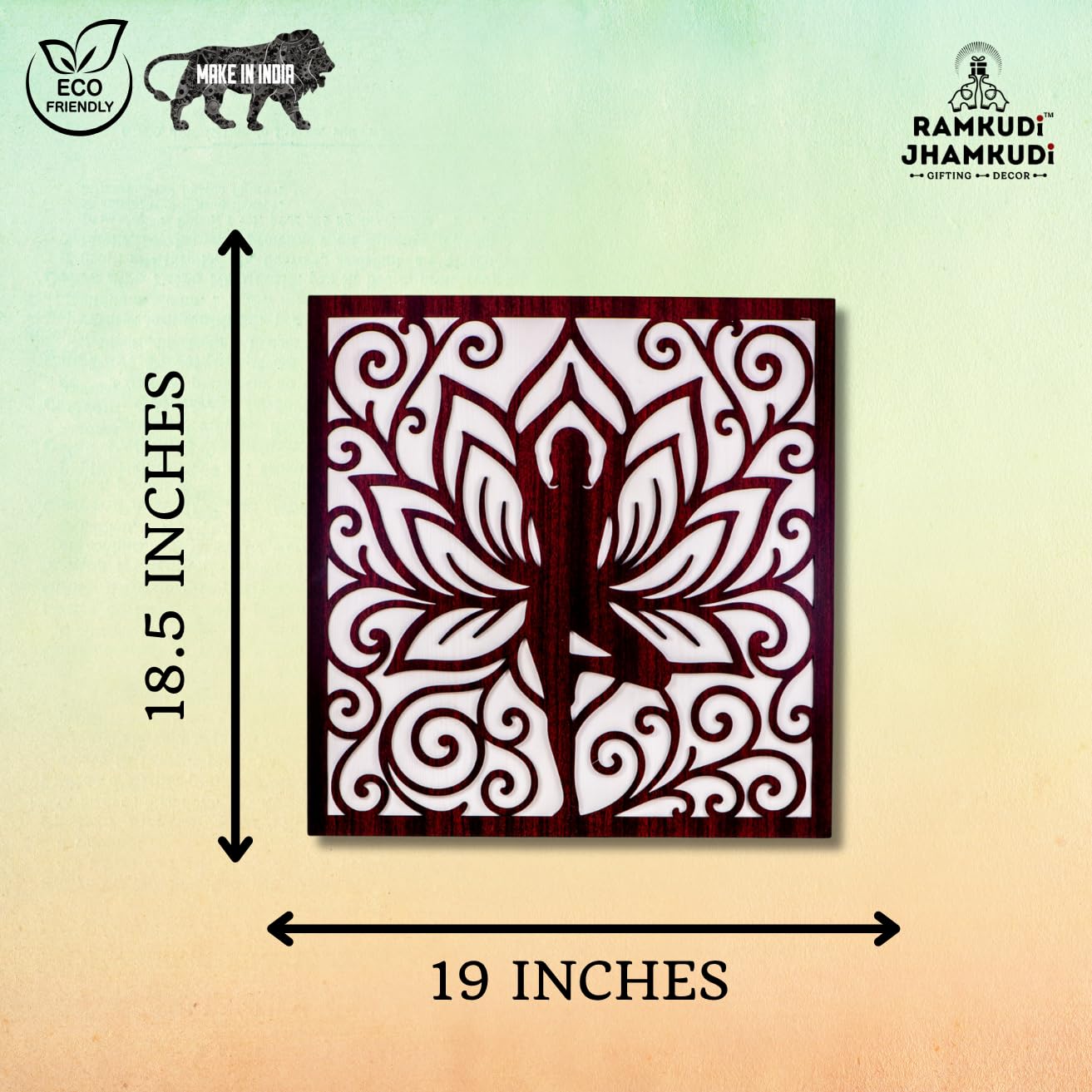 Ramkudi Jhamkudi™ 2 Layer Tree Pose Yoga Wall Art | Vrikshasana Design | Premium MDF Wood | Boho Spiritual Decor for Home, Yoga Studios & Offices | Made in India | Great Gift Idea
