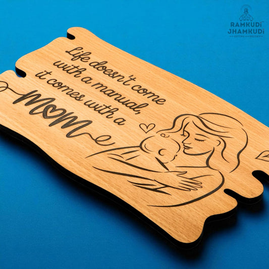 Ramkudi Jhamkudi™ Wooden Mom Plaque – Premium Engraved MDF Gift with Stand, Elegant Mother’s Day & Birthday Décor