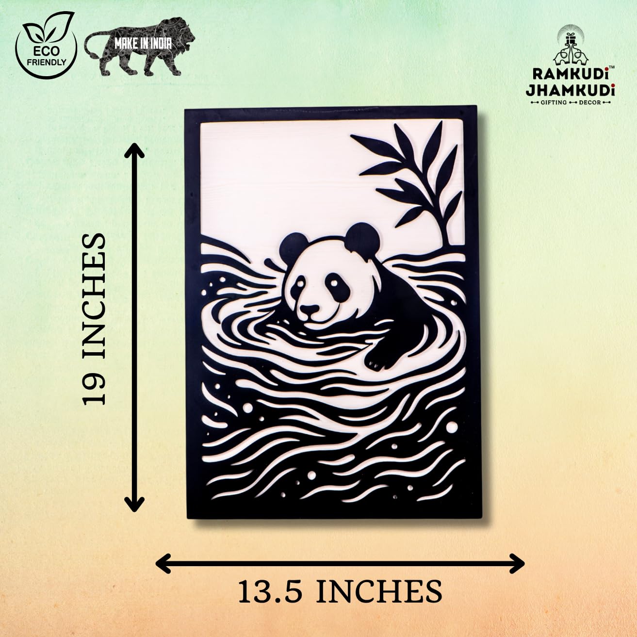 Ramkudi Jhamkudi™ Panda Wall Art – 2 Layer Wooden MDF Animal Wall Decor | Cute Modern Design for Kids Room, Nursery, Home, Office, Studio | Premium Finish | Made in India