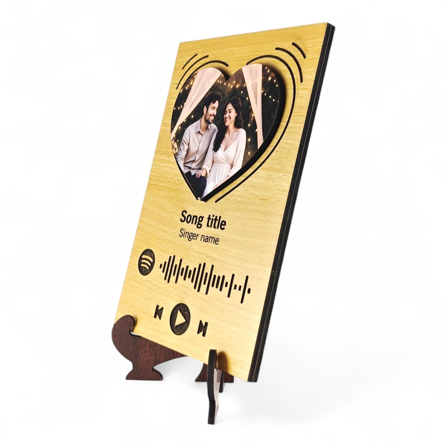 Ramkudi Jhamkudi Personalized Wooden Spotify Frame – Custom Photo Music Plaque with Song Title & Scannable Code – Thoughtful Gift for Couples, Friends, or Home Decoration