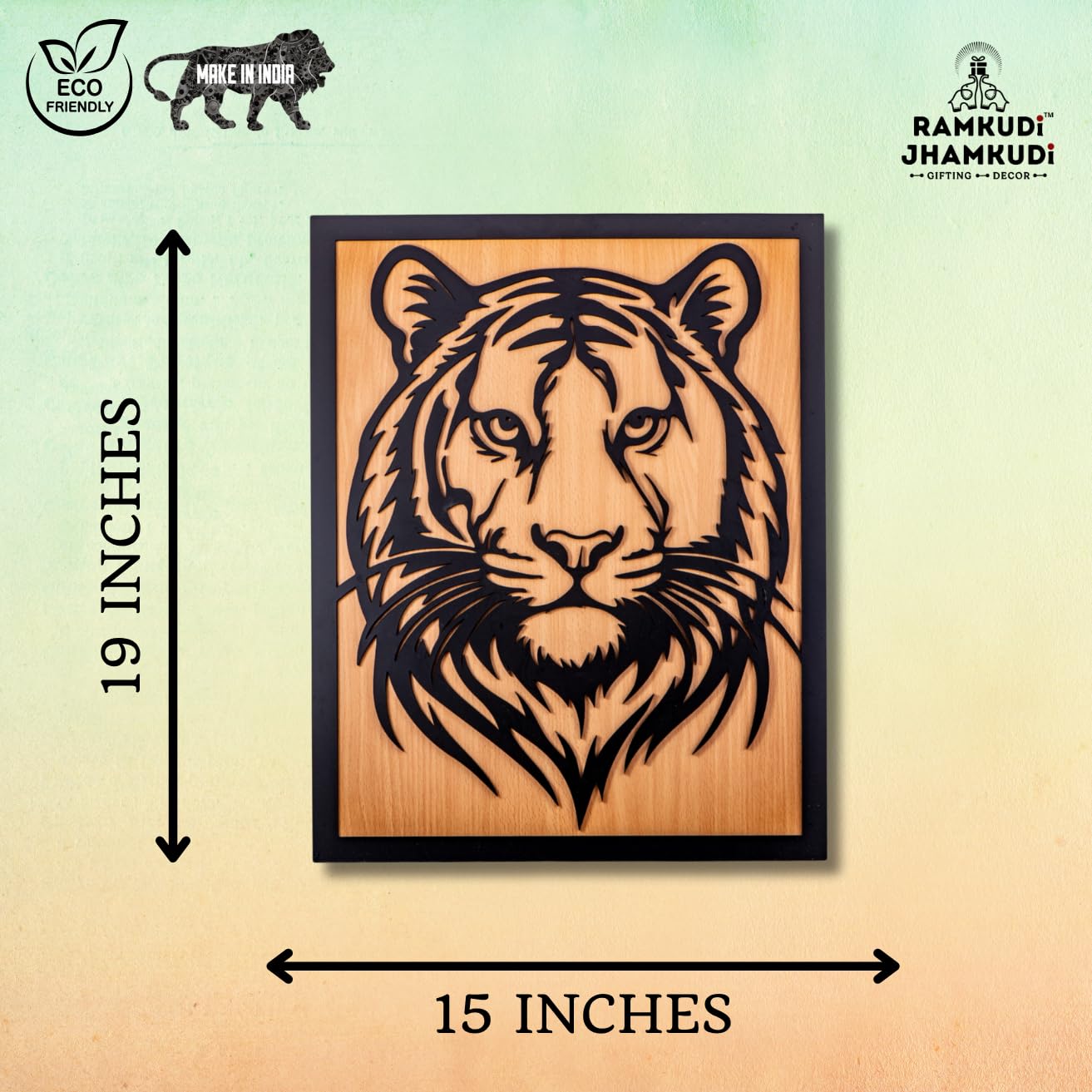 Ramkudi Jhamkudi™ 2 Layer Tiger Wall Art | Bold Wildlife Design | Premium MDF Wood | Artistic Jungle Decor for Home, Office & Studios | Made in India | Unique Gift for Nature Lovers