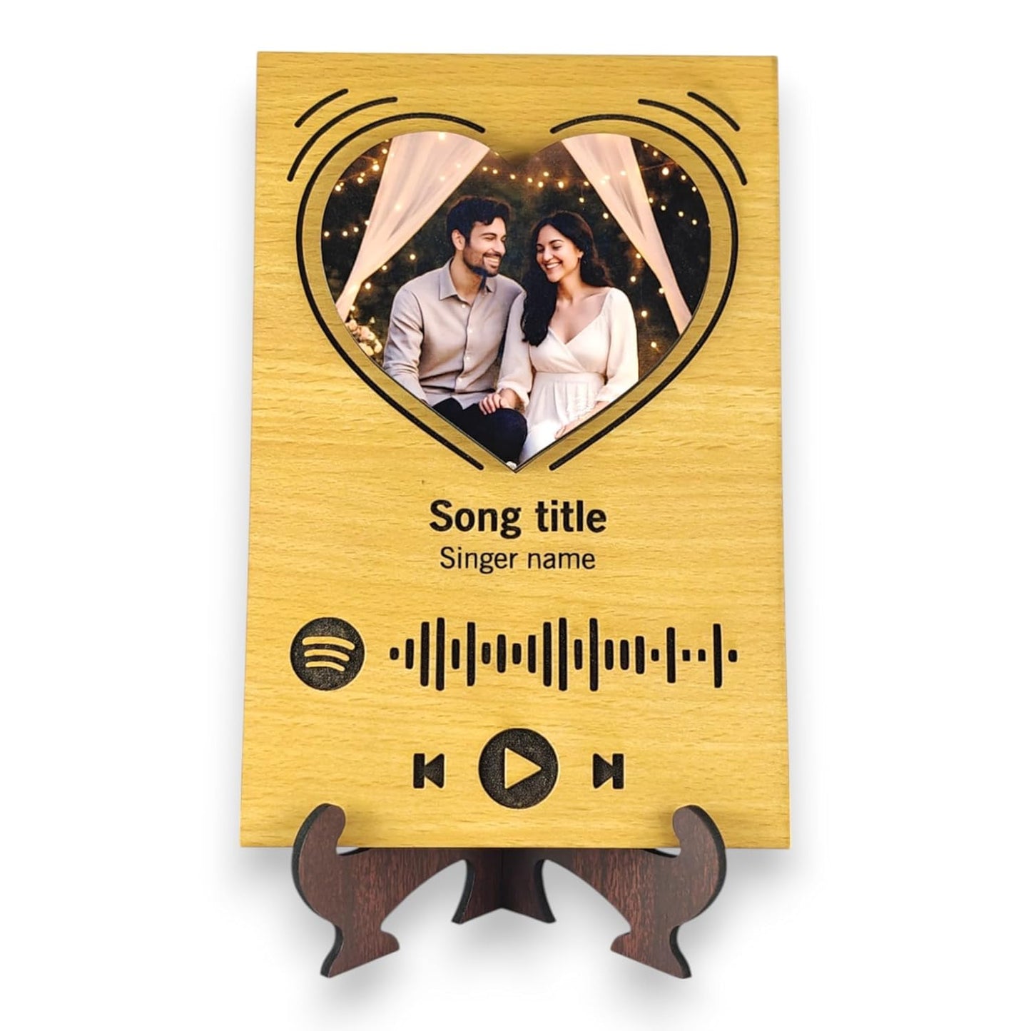 Ramkudi Jhamkudi Personalized Wooden Spotify Frame – Custom Photo Music Plaque with Song Title & Scannable Code – Thoughtful Gift for Couples, Friends, or Home Decoration