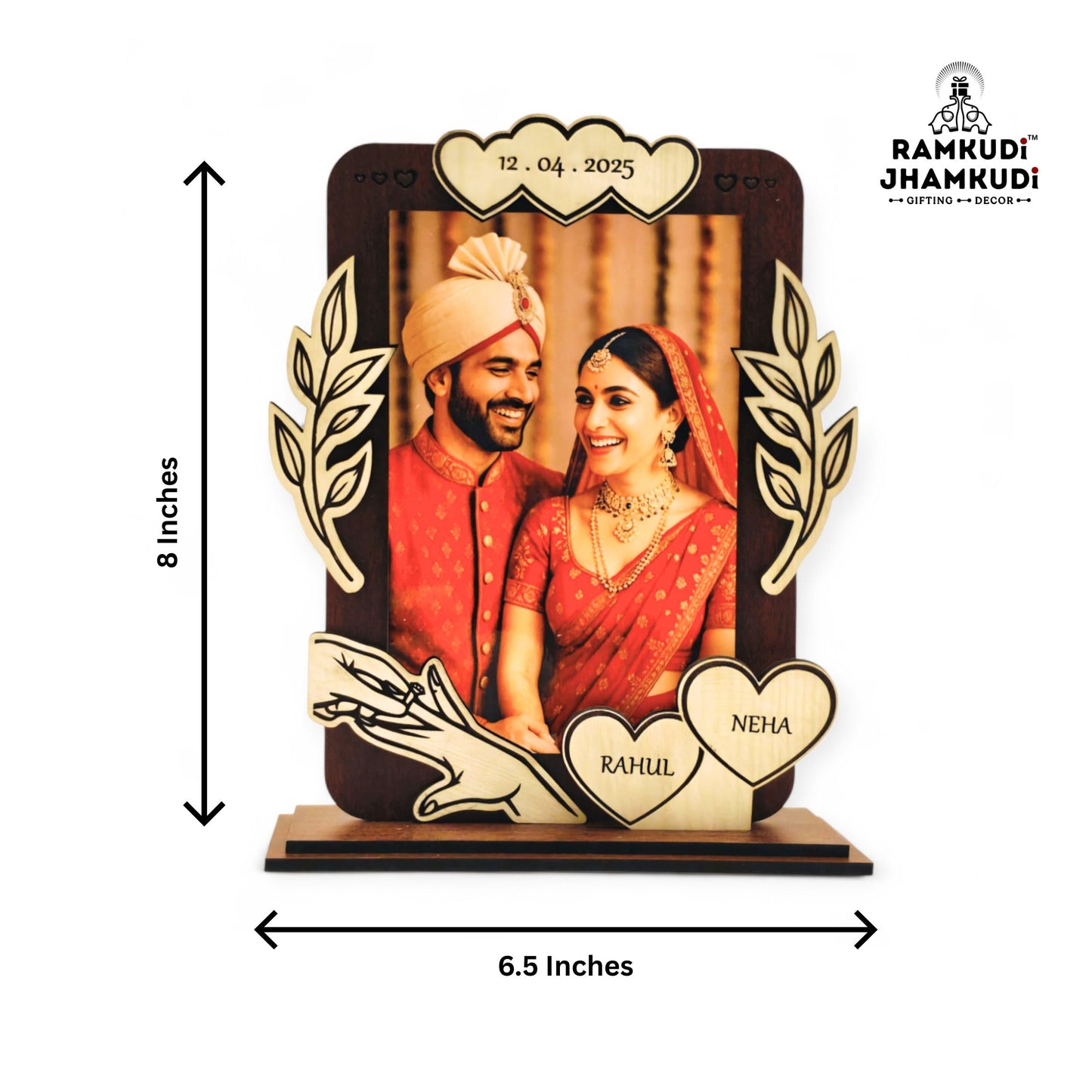 Custom Name, Date & Photo Frame – Romantic Gift for Anniversary, Wedding, Couples, Husband & Wife, Him or Her