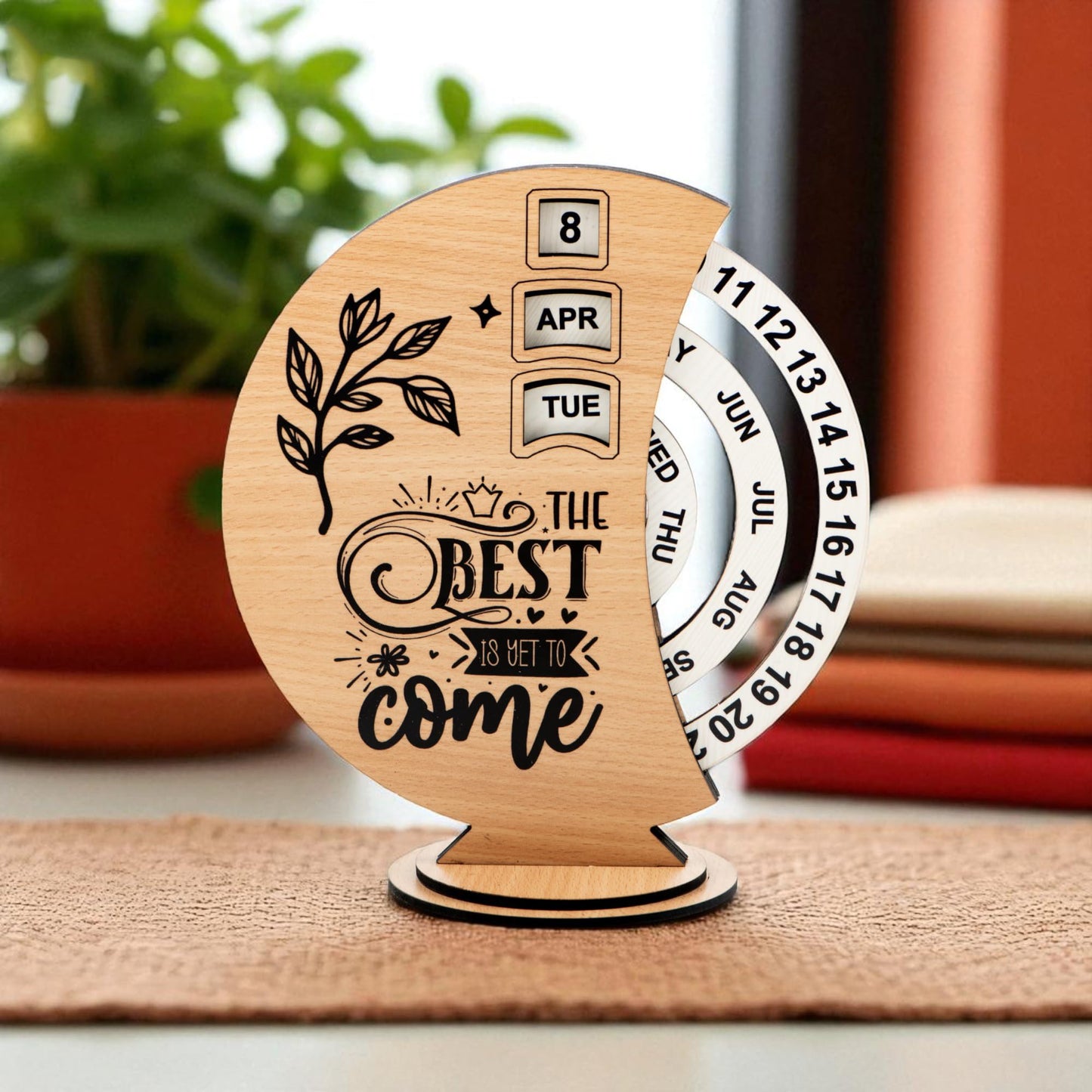 Ramkudi Jhamkudi Wooden Perpetual Calendar for Desk | Motivational Quote Prints | Made in India | Reusable Lifetime Table Calendar for Office, Study, Gifting | Minimal Aesthetic Decor Piece (DESIGN C)