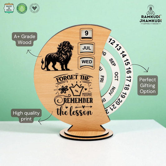 Ramkudi Jhamkudi Wooden Perpetual Calendar for Desk | Motivational Quote Prints | Made in India | Reusable Lifetime Table Calendar for Office, Study, Gifting | Minimal Aesthetic Decor Piece (DESIGN A)