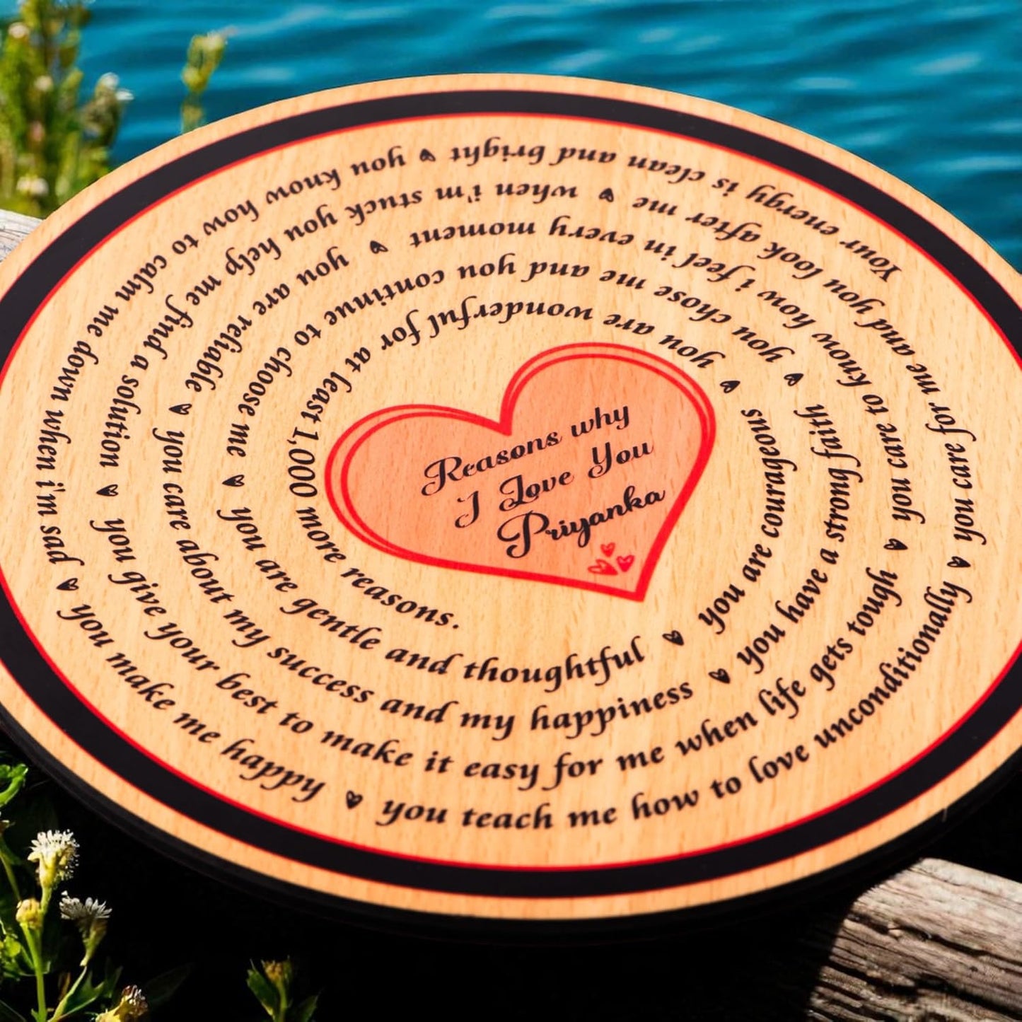 Ramkudi Jhamkudi™ Reasons Why I Love You Plaque with Personalised Name | Premium MDF Wood | Romantic Gift for Anniversary, Valentine, Husband, Wife | Made in India | Table or Wall Decor (STYLE B)