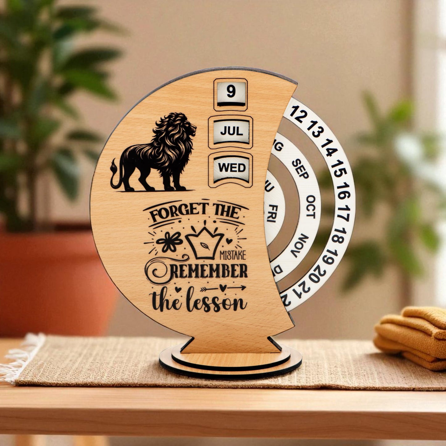 Ramkudi Jhamkudi Wooden Perpetual Calendar for Desk | Motivational Quote Prints | Made in India | Reusable Lifetime Table Calendar for Office, Study, Gifting | Minimal Aesthetic Decor Piece (DESIGN C)
