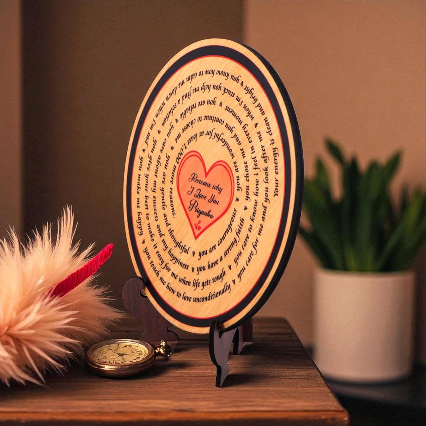Ramkudi Jhamkudi™ Reasons Why I Love You Plaque with Personalised Name | Premium MDF Wood | Romantic Gift for Anniversary, Valentine, Husband, Wife | Made in India | Table or Wall Decor (STYLE B)