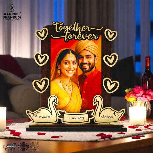 Personalized Wooden Photo Frame | Custom Gift for Anniversary, Wedding, Husband, Wife, Couple