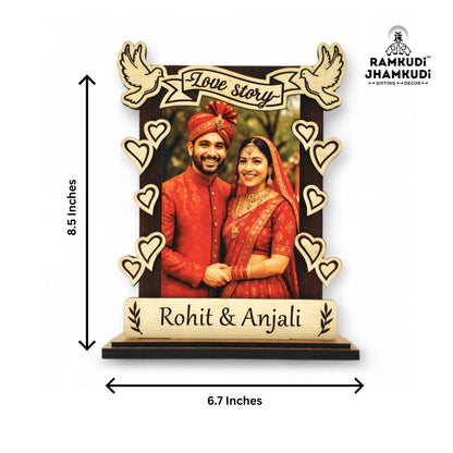 Custom Photo Frame for Couples by Ramkudi Jhamkudi – Personalized Wedding & Anniversary Gift for Him, Her, Husband, Wife, or Partner