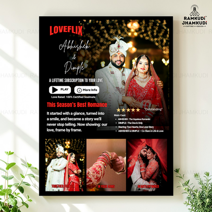 Netflix Style Personalised Photo Frame – Model 2 | Custom Couple Acrylic Frame | Anniversary Gift | UV Printed Wall Art | Ramkudi Jhamkudi™