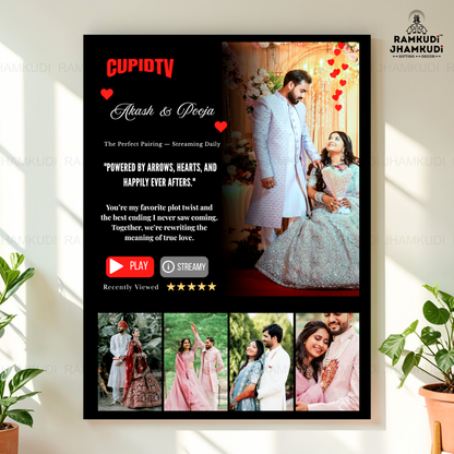 Netflix Style Personalised Photo Frame – Model C | Custom Couple Movie Poster Frame | Premium Acrylic Wall Art | Anniversary Gift | Ramkudi Jhamkudi™