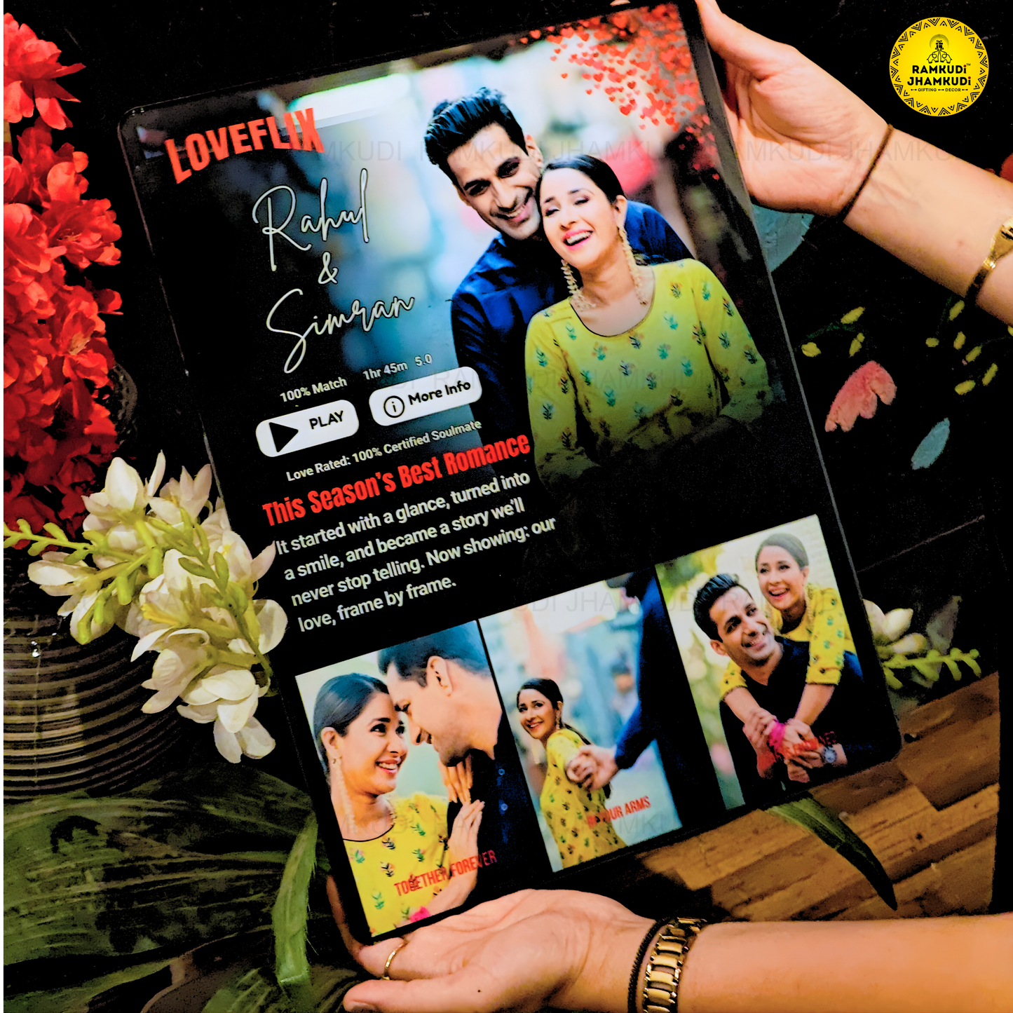 Netflix Style Personalised Acrylic Frame | Custom Couple Photo Frame | Anniversary Gift | Premium UV Printed Wall Art | Ramkudi Jhamkudi™
