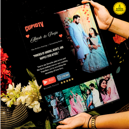Netflix Style Personalised Photo Frame – Model C | Custom Couple Movie Poster Frame | Premium Acrylic Wall Art | Anniversary Gift | Ramkudi Jhamkudi™