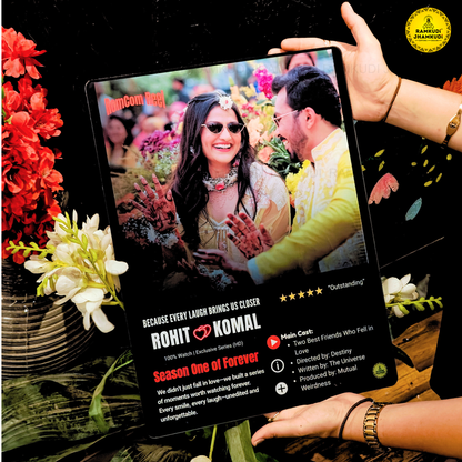 Netflix Style Personalised Photo Frame – Model E | Custom Couple Acrylic Frame | Romantic Wall Art Gift | Ramkudi Jhamkudi™