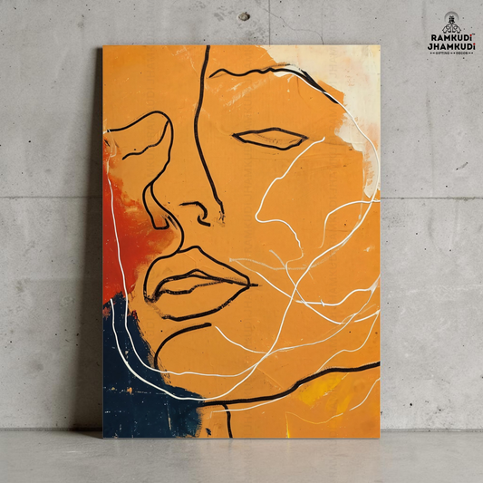 Golden Muse Abstract Face Wall Art – Luxury Modern Acrylic Statement Decor | Ramkudi Jhamkudi