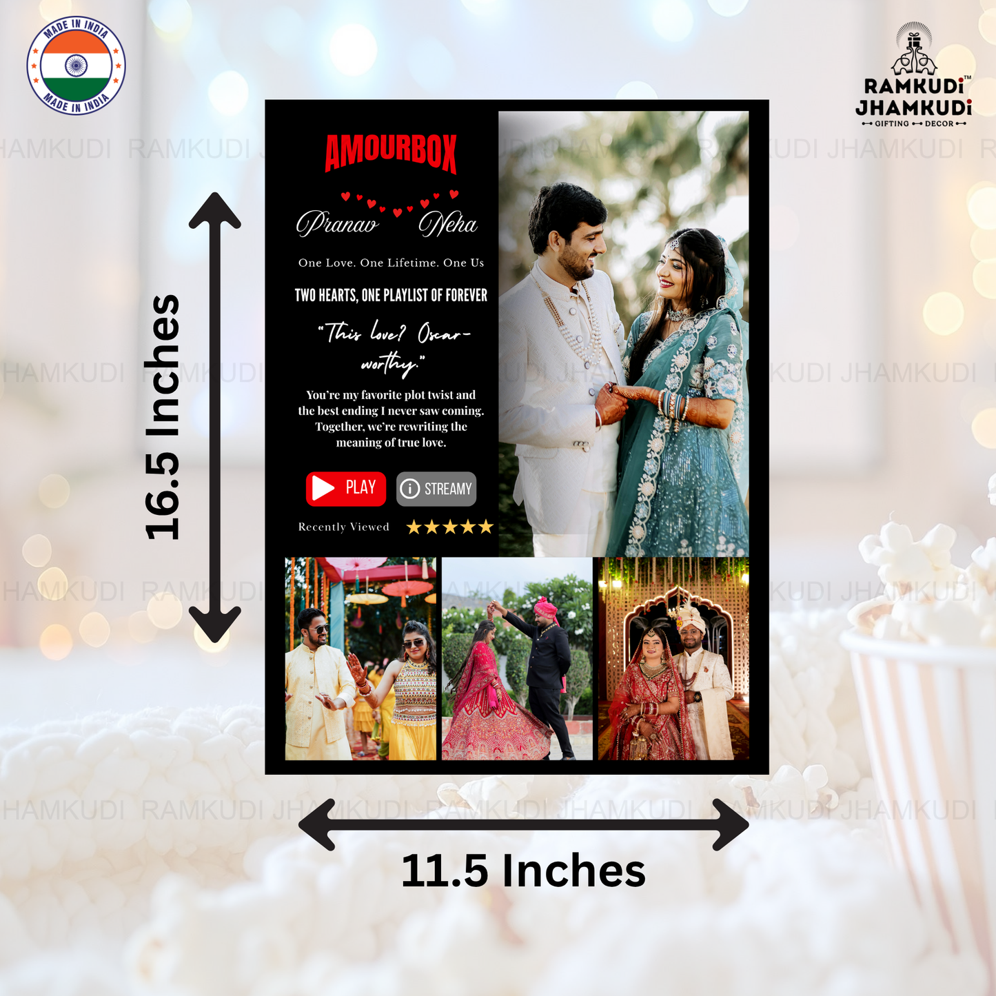 Netflix Love Story Personalised Photo Frame – Model D | Custom Movie Poster Acrylic Frame | Romantic Couple Gift | Ramkudi Jhamkudi™