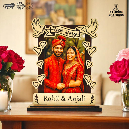 Custom Photo Frame for Couples by Ramkudi Jhamkudi – Personalized Wedding & Anniversary Gift for Him, Her, Husband, Wife, or Partner