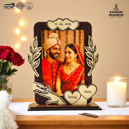 Custom Name, Date & Photo Frame – Romantic Gift for Anniversary, Wedding, Couples, Husband & Wife, Him or Her