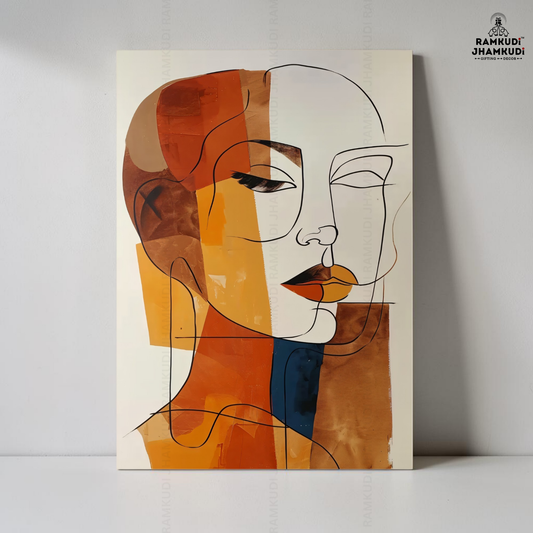 Abstract Elegance Muse Wall Art – Luxury Modern Face Acrylic Statement Decor | Ramkudi Jhamkudi