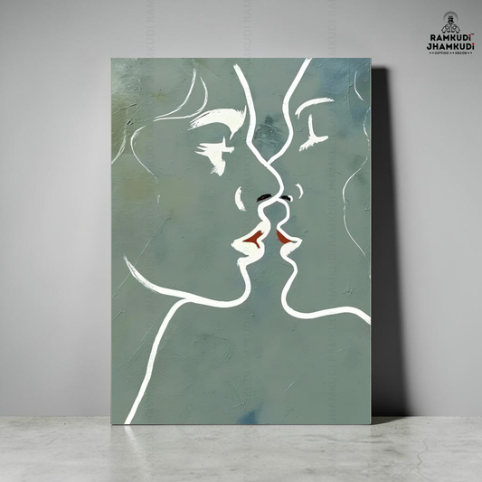 “Whispers of Love” – Modern Abstract Couple Wall Art