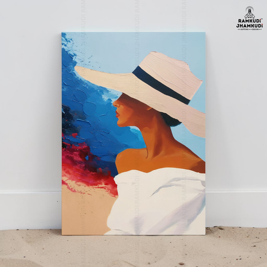 “Sunset Muse” – Elegant Beach Vibes Abstract Wall Art 👒🎨
