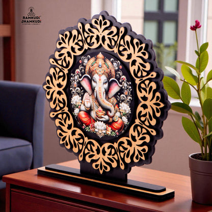 Ganesha Dual-Layer MDF Wooden Standy Art Piece