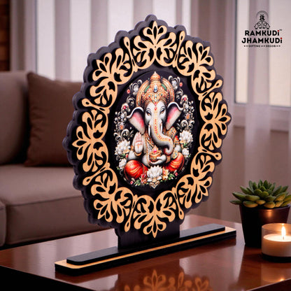 Ganesha Dual-Layer MDF Wooden Standy Art Piece